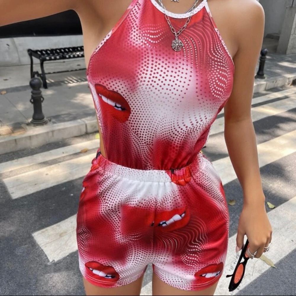 NWT lips mouth romper